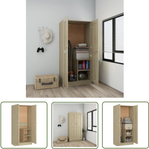 vidaXL Kledingkast - Garderobe - Kledingkast 82,5x51,5x180 cm bewerkt hout sonoma eikenkleurig - Sonoma Eiken - Houten Kast - Bruine Kast