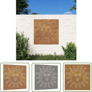vidaXL Cortenstaal - Wanddecoratie - Wanddecoratie tuin zonontwerp 55x55 cm cortenstaal - Buitenstedecoratie - Zonvorm - Tuinaccessoire