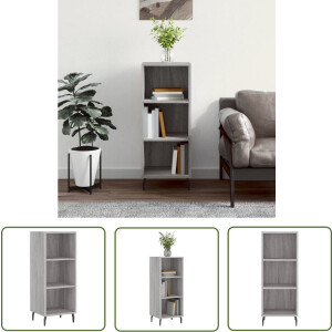 vidaXL Grijze Kleurstelling - Dressoir - Dressoir 34,5x32,5x90 cm bewerkt hout grijs sonoma eikenkleurig - Houten Dressoir - Compact Dressoir - Salontafel