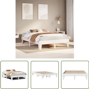 vidaXL Hout Bed - Bedframe - Bedframe zonder matras massief grenenhout wit 150x200 cm - Grenenhout Bed - Wit Bed - Kingsize Bed