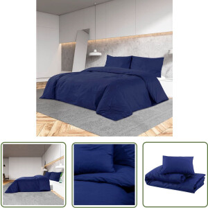 The Living Store Dekbedovertrek Marineblauw - Microvezel - 135 x 200 cm - OEKO-TEX