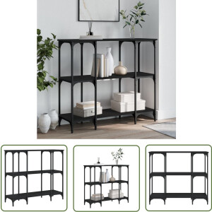 vidaXL Industrieel Design - Wandtafel - Wandtafel 102x35x90 cm bewerkt hout zwart - Zwarte Tafel - Houten Tafel - Bijzettafel