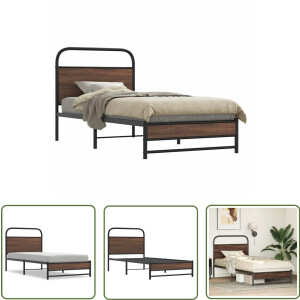 vidaXL Houten Bed - Bedframe - Bedframe zonder matras bewerkt hout bruin eikenkleur 100x200 cm - Bruine Eiken Kleur - Tweepersoonsbed - Boxspring