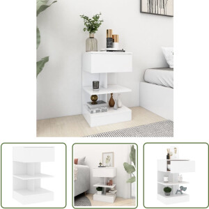 vidaXL Slaapkamermeubel - Nachtkastje - Nachtkastje 40x35x65 cm bewerkt hout wit - Nachttafeltje - Houten Meubel - Witte Meubel