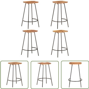 vidaXL Barkrukken 4 st massief acaciahout Barstoel - Barkrukken - Acacia Hout - Wit - Vintage