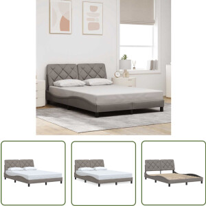 vidaXL Bed - Bed Frame - Bedframe zonder matras stof taupe 140x200 cm - Slaapkamers - Taupecleur - Houten Bed