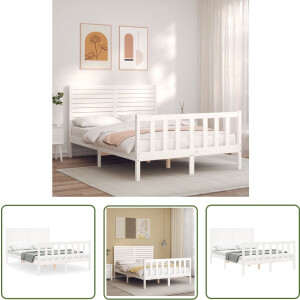 vidaXL Grenenhout Bed - Massief Hout Bed - Bedframe zonder matras massief grenenhout wit 120x200 cm - Wit Bed - Tweepersoons Bed - Boxspring Frame