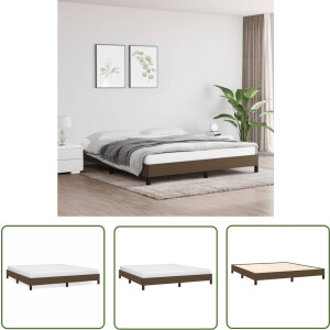 vidaXL Tweepersoons Bed - Donkerbruin Bed Frame - Bedframe zonder matras stof donkerbruin 160x200 cm - Stoffen Bed Frame - Houten Bed Frame - Multiplex Lattenbodem