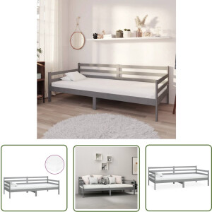 vidaXL Houten Bank - Slaapbank - Slaapbank met matras massief grenenhout grijs 90x200 cm - Daybed - Guest Bed - Grenoble Hout