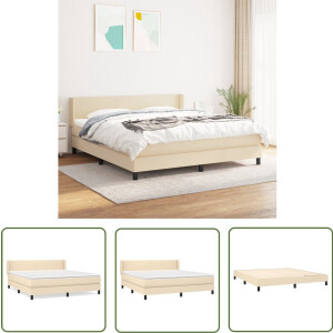vidaXL Boxspring crèmekleurig 180x200 cm Boxspringbed - Boxspring - Tweepersoonsbed - Creme Kleurig Bed - Pocketed Veermatras