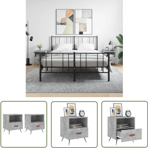 vidaXL Kastje - Nachtkastje - Nachtkastjes 2 st 40x35x47,5 cm bewerkt hout betongrijs - Bijzettafels - Meubilair - Houten Meubels