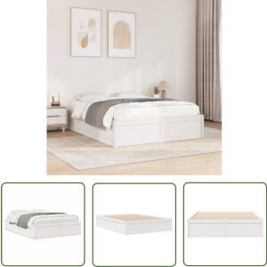 vidaXL Wit Bed - Massief Houten Bed - Bedframe zonder matras massief grenenhout wit 140x190 cm - Bed 140x190 - Grenenhouten Bed - Minimalistisch Bed