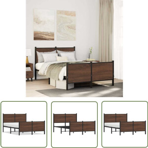 vidaXL Bed Frame 120x200 - Metalen Bed Frame - Bedframe zonder matras metaal bruin eikenkleurig 120x200 cm - Houten Bed Frame - Bruine Bed Frame - Staal Bed Frame