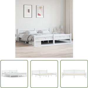 vidaXL Tweepersoons Bed - Houten Bed Frame - Bedframe massief grenenhout wit 200x200 cm - Bed Frame Wit - Bed Frame 200x200 - Massief Grenenhout