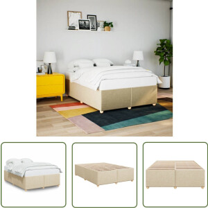 vidaXL Creme Kleur - Bed Frame - Bedframe zonder matras stof crèmekleurig 160x200 cm - Boxspring - Tweepersoonsbed - Houten Bed