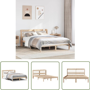 vidaXL Grenen Hout Bed - Massief Houten Bed - Bedframe zonder matras massief grenenhout 160x200 cm - Tweepersoons Bed - Bed Met Opbergvakken - Gratis Verzending