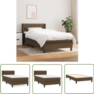 vidaXL Donkere Bruine Boxspring - Boxspringbed - Boxspring met matras stof donkerbruin 90x200 cm - Tweepersoons Bed - Pocketed Veren Matras - Middenhard Matras