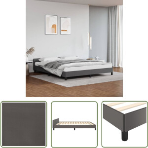 vidaXL Kunstleder Bed - Bedframe - Bedframe met hoofdeinde zonder matras 160x200 cm grijs - Grijs Bed - Tweepersoons Bed - Boxspring Bed