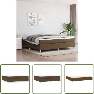 vidaXL Tweepersoons Bed - Boxspring Frame - Bedframe zonder matras stof donkerbruin 200x200 cm - Donkerbruin Bed - Houten Bedframe - Stoffen Bedframe