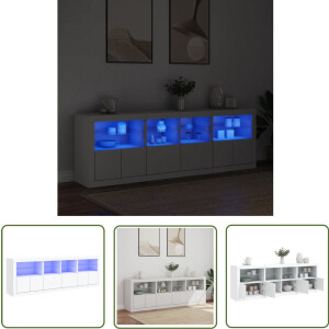 vidaXL Modern Dressoir - Dressoir - Dressoir met LED-verlichting 202x37x67 cm wit - Witte Dressoir - Led Dressoir - Tv Kast