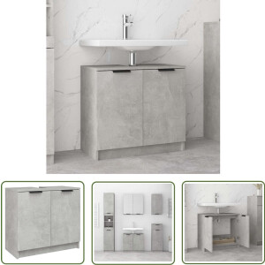 vidaXL Badkamermeubel - Badkamerkast - Badkamerkast 64,5x33,5x59 cm bewerkt hout betongrijs - Opslagoplossing - Grijze Badkamerkast - Houten Badkamerkast