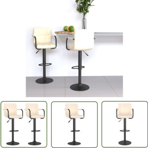 vidaXL Barkrukken - Set van 2 - Crèmekleurig - Stof Barstoel - Barkruk - Eetkamerstoel - Stoffen Barkruk - Industriële Barkruk