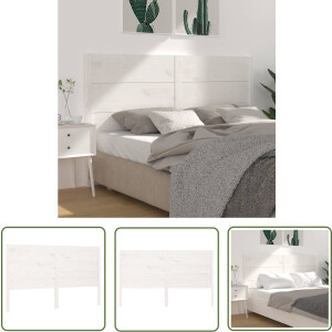 vidaXL Hoofdbord Wit - Houten Hoofdbord - Hoofdbord 146x4x100 cm massief grenenhout wit - Grenenhout Meubilair - Landelijk Interieur - Bedroom Decor