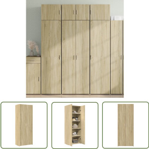 vidaXL Houten Kast - Hoge Kast - Hoge kast 70x42,5x185 cm bewerkt hout sonoma eikenkleurig - Bruine Kast - Salontafel - Opslagoplossing