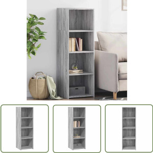 vidaXL Hoge kast 40x41x124 cm bewerkt hout grijs sonoma eikenkleurig - Hoge Kast - Hoge Kasten - Hoog Dressoir - Hoge Kast Woonkamer