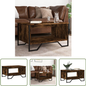 vidaXL Houten Salontafel - Salontafel - Salontafel 75x51x40 cm bewerkt hout gerookt eikenkleurig - Eiken Salontafel - Living Room Furniture - Tv Stand