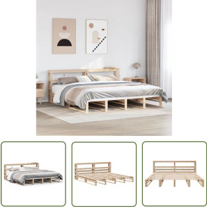 vidaXL Houten Bed - Bedframe - Bedframe zonder matras massief grenenhout 180x200 cm - Grenen Hout - Kingsize Bed - Slaapcomfort