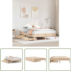 vidaXL Houten Bed - Bedframe - Bedframe zonder matras massief grenenhout 140x190 cm - Bedbank - Slaapcomfort - Slaapkamersdecoratie