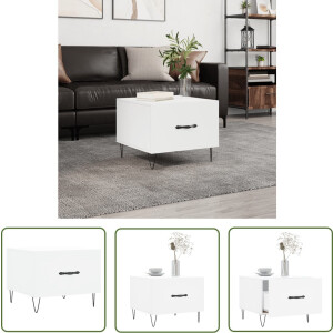 vidaXL Bijzettafel - Salontafel - Salontafel 50x50x40 cm bewerkt hout wit - Houten Salontafel - Witte Salontafel - Moderne Salontafel