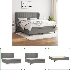 vidaXL Donkere Kleuren - Boxspringbed - Boxspring met matras stof donkergrijs 160x200 cm - Tweepersoonsbed - Pocketveermatras - Middenhard
