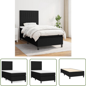 vidaXL Boxspring - Boxspringbed - Boxspring met matras stof zwart 90x200 cm - Bed - Slaapkamerinrichting - Tweepersoonsbed