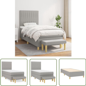 vidaXL Boxspring met matras - Lichtgrijs 100x200 cm Boxspringbed - Boxsprings - Slaapkamermeubelen - Tweepersoonsbed - Grijs Bed