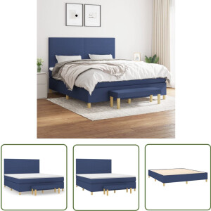 vidaXL Boxspring met matras - Blauw - 180x200 cm Boxspringbed - Boxspring - Slaapkamerinrichting - Slaapcomfort - Pocketing Matras