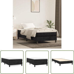 vidaXL Zwarte Boxspring - Boxspringframe - Bedframe fluweel zwart 90x190 cm - Tweepersoons Bed - Velvet Bed - Luxe Bed