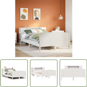 vidaXL Houten Bed - Boekenkastenbed - Bed met boekenkast zonder matras grenenhout wit 150x200 cm - Bed Met Kast - Tweepersoonsbed - Slaapkamersdecoratie