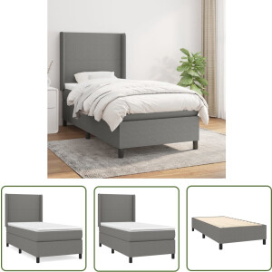 vidaXL Donkere Kleuren - Boxspringbed - Boxspring met matras stof donkergrijs 80x200 cm - Slaapcomfort - Pocketing Matras - Middenhard