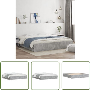 vidaXL Houten Bedframe - Beton Grijs Bedframe - Bedframe met lades bewerkt hout betongrijs 160x200 cm - Bed Met Lades - Hoofdbord Bed - Boxspring Bed