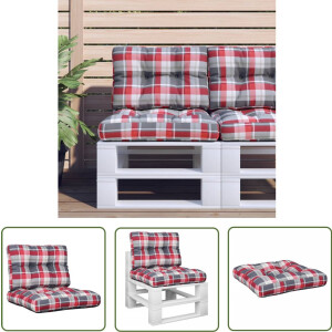 vidaXL Outdoor <a title="kussens vergelijken" href="https://furn.nl/kussens">kussens</a> - Palletkussens - Palletkussens 2 st stof ruitpatroon rood - Tuinkussens - Lounge <a title="kussens vergelijken" href="https://furn.nl/kussens">kussens</a> - Patio <a title="kussens vergelijken" href="https://furn.nl/kussens">kussens</a>
