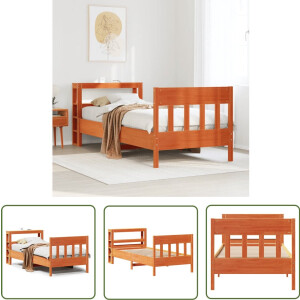 vidaXL Houten Bed - Bedframe - Bedframe zonder matras massief grenenhout wasbruin 100x200 cm - Grenenhouten Bed - Kingsize Bed - Tweepersoonsbed