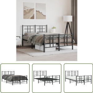 vidaXL Black Bed Frame - Staal Bed Frame - Bedframe met hoofd- en voeteneinde metaal zwart 120x190 cm - Modern Bed Frame - Minimalistisch Bed Frame - King Size Bed Frame