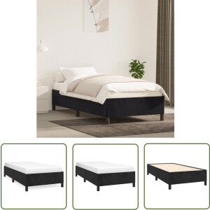 vidaXL Fluweel Bed Frame - Zachte Bedstof - Bedframe zonder matras 100x200 cm fluweel zwart - Tweepersoons Bed - Boxspring Bed - Hoofdbord Bed