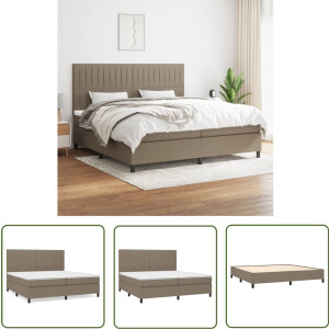 vidaXL Boxspring - Stof - Taupe - 200x200 cm Boxspringbed - Pocketveer Matras - Verstelbare Hoofdbord - Taupe Bed - Slaapcomfort