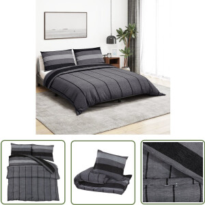 vidaXL Katoenen Dekbedovertrek - Dekbedovertrek - Dekbedovertrekset 140x200 cm katoen donkergrijs - Grijs Dekbedovertrek - Slaapcomfort - Bedroom Decoratie