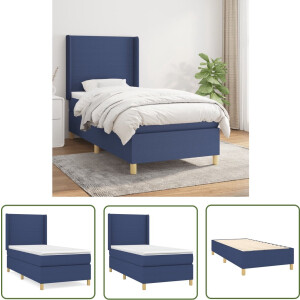 vidaXL Boxspring - Boxspringbed - Boxspring met matras stof blauw 90x200 cm - Bed - Tweepersoonsbed - Slaapkamerinrichting