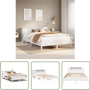 vidaXL Houten Bed - Bed - Bed met boekenkast zonder matras grenenhout wit 150x200 cm - Bed Met Kast - Boekenkastbed - Slaapkamers