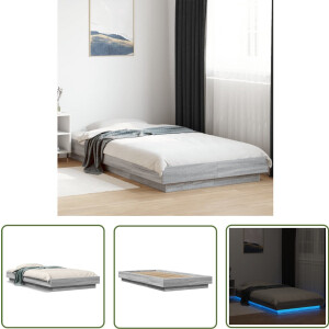 vidaXL Bedframe - Slaapkamers - Bedframe met LED-verlichting grijs sonoma eikenkleurig 90x200cm - Led Verlichting - Houten Bed - Sonoma Eiken